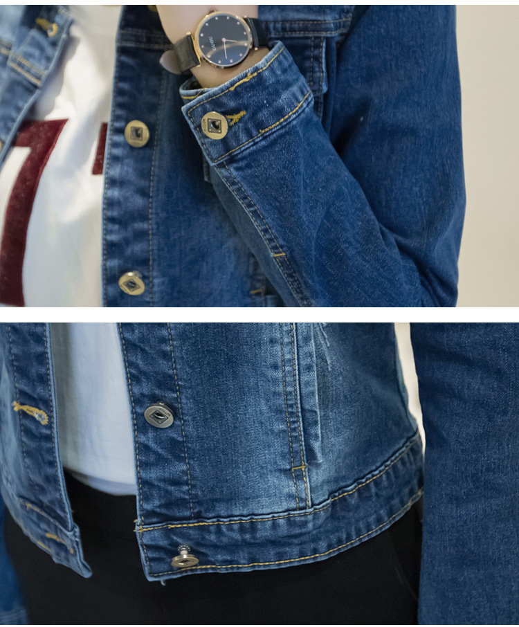 595g Weight Denim Jacket Outerwear Type Long Sleeve Sleeve Length Single Breasted Placket Type Denim Fabric Type Regular Top Length Coat Tops Type Casual, Daily Occasion Turndown, Hooded Neckline Loose Fit Type Color Block Pattern Spring, Autumn Season Women's Gender Printing Design Streetwear Style Women's Streetwear Color Block Printing Single Breasted Coat Denim Jacket 5