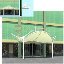 商場大門景觀膜結構雨棚設計酒店張拉膜結構門頭遮陽棚安裝