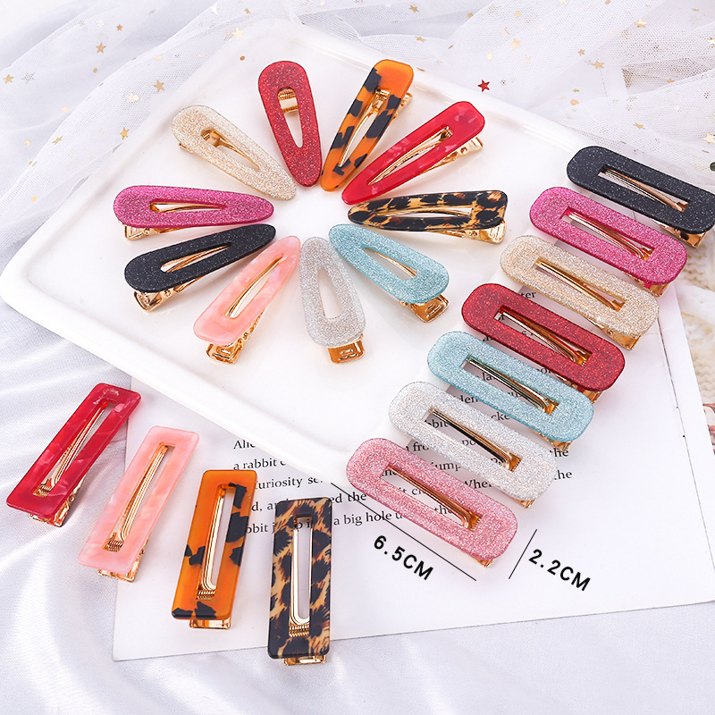 10g Weight Hair Clip Hair Accessories Type Retro Color Block Polka Dots Acetic Acid Sheets Hair Clip 1 Piece