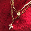 Retro coins from pearl, pendant, short chain for key bag , necklace, European style, internet celebrity