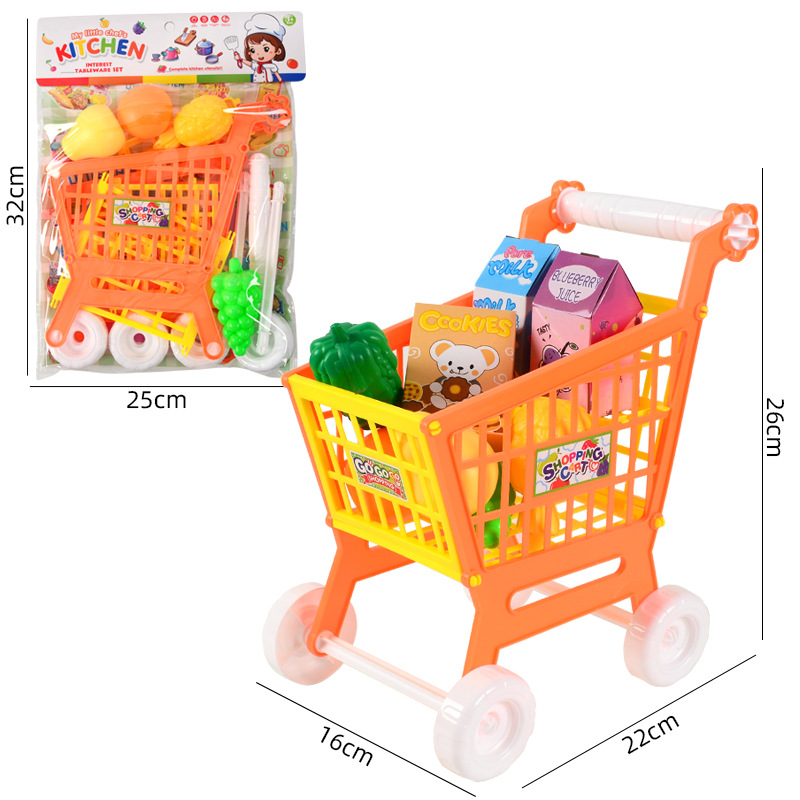 Cross-border children's shopping cart toys children's puzzle supermarket trolley 21PCs role-playing toys