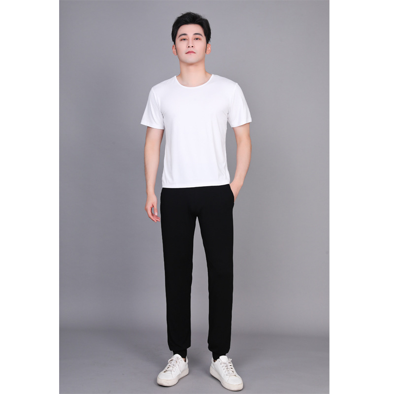 03 White short sleeve round neck suit