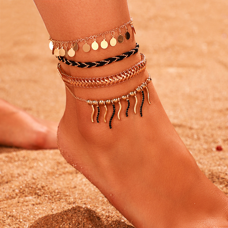 Fashion Wild Chain Tassel Disc Anklet New Anklet Wholesale display picture 2