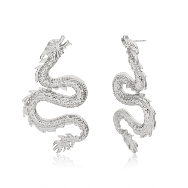 Heart-shaped Micro-set Earrings Geometric Zircon Dragon-shaped Earrings display picture 11