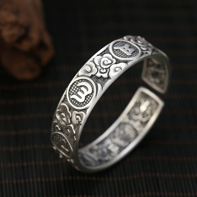 Серебряный браслет для мужчин и женщин, ретро-trend украшение, оптом