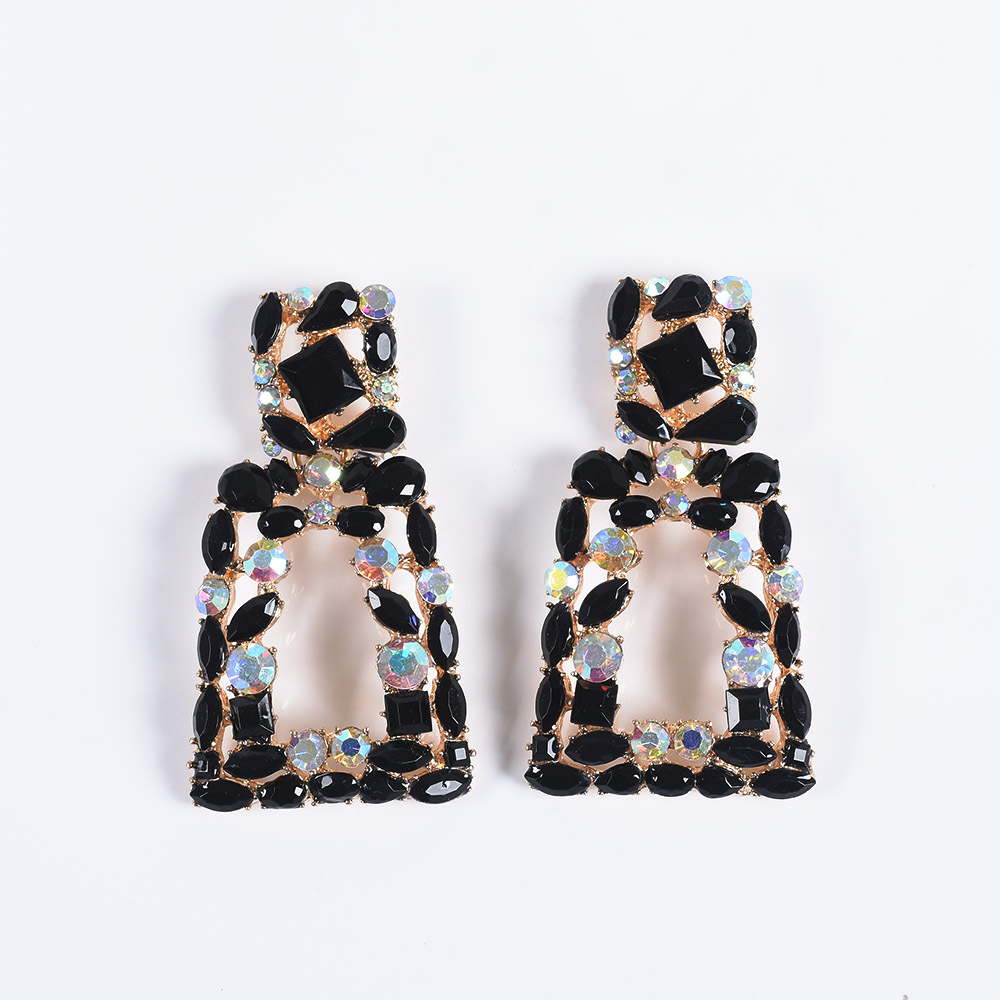 1 Pair Fashion Geometric Alloy Plating Metal Artificial Gemstones Women's Earrings display picture 6