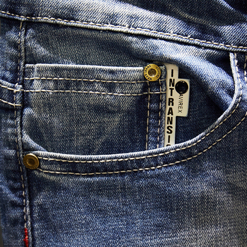 Elastic Jeans Youth Loose Light Color Big Hole Men's Scratched Beggar Slim Fit Feet Pants_voghion.com