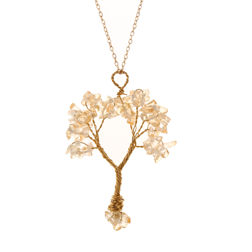 Fashion Tree Alloy Plating Natural Stone Pendant Necklace 1 Piece