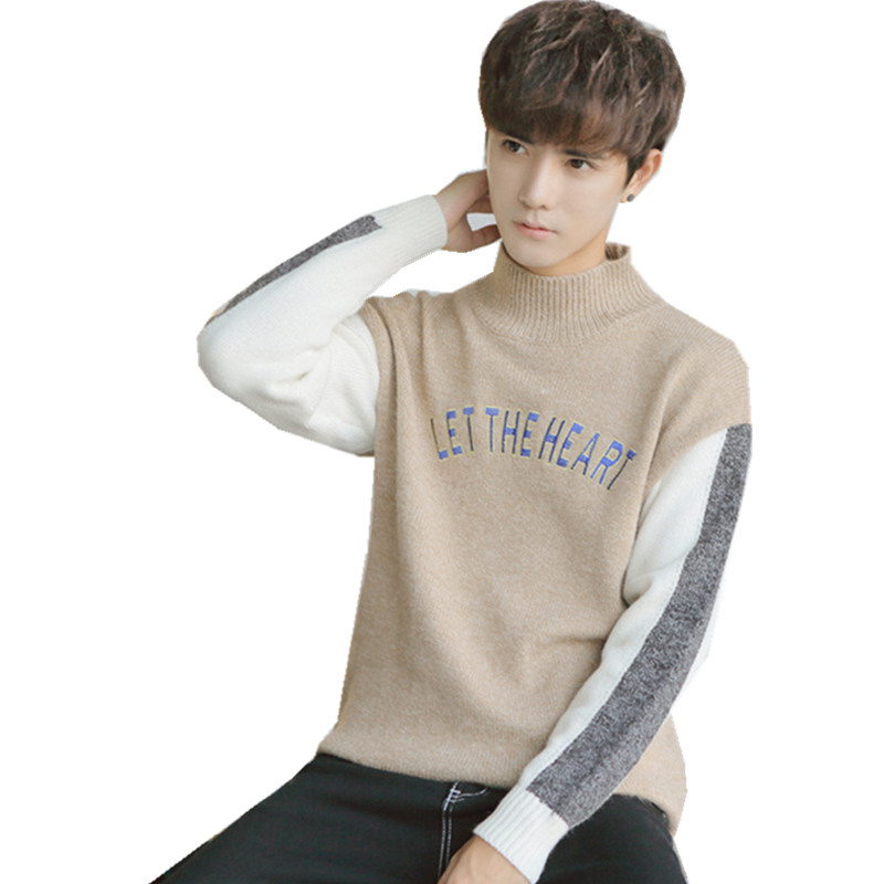 森系毛衣男 2021秋冬男士针织衫inf套头高领打底衫宽松男装毛线衣