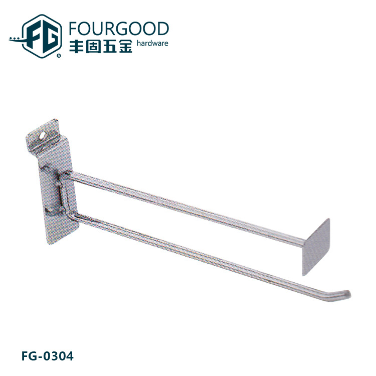 Foshan hardware supermercado metal letrero estante en forma de U gancho tienda letrero estante doble línea colgando gancho