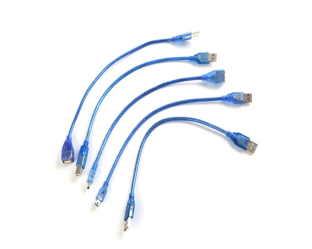Фабричная прямая продажа чистой меди прозрачная синяя USB автомобильная линия 0.3 метра USB удлинитель печать 5PT порт до