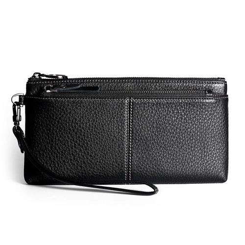 Natural leather fashion women's clutch bag with zipper mobile phone wallet function women's clutch bag