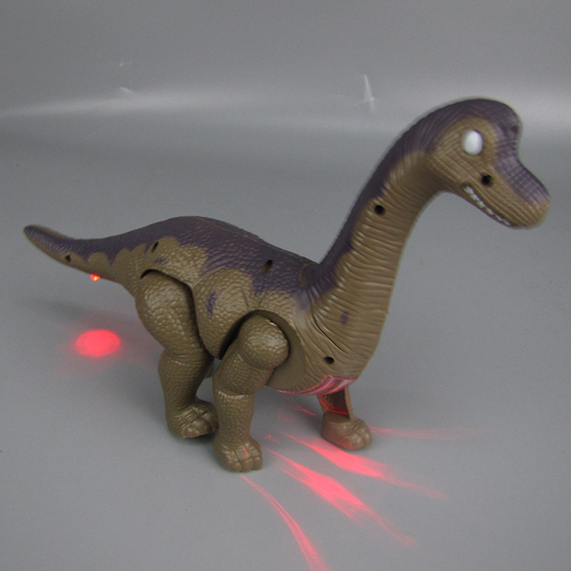 Nuevos niños dinosaurio eléctrico de juguete luz suave efecto sonido caminar automático cuello largo dragón puesto en el mercado la noche caliente venta