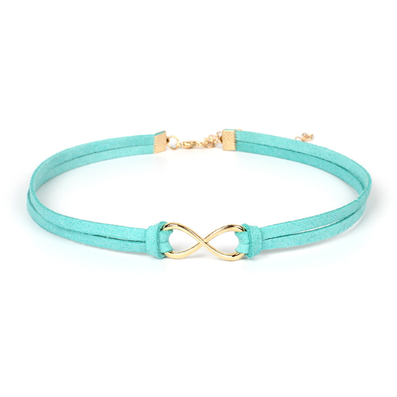 7g Weight Necklace Classification Women'S Gender Royal Blue, Lake Blue, Grey, Beige, Green, Wine Red, Yellow, Black Color New Hot-saling 8 Word Infinite Korean Velvet Rope Short Choker 6
