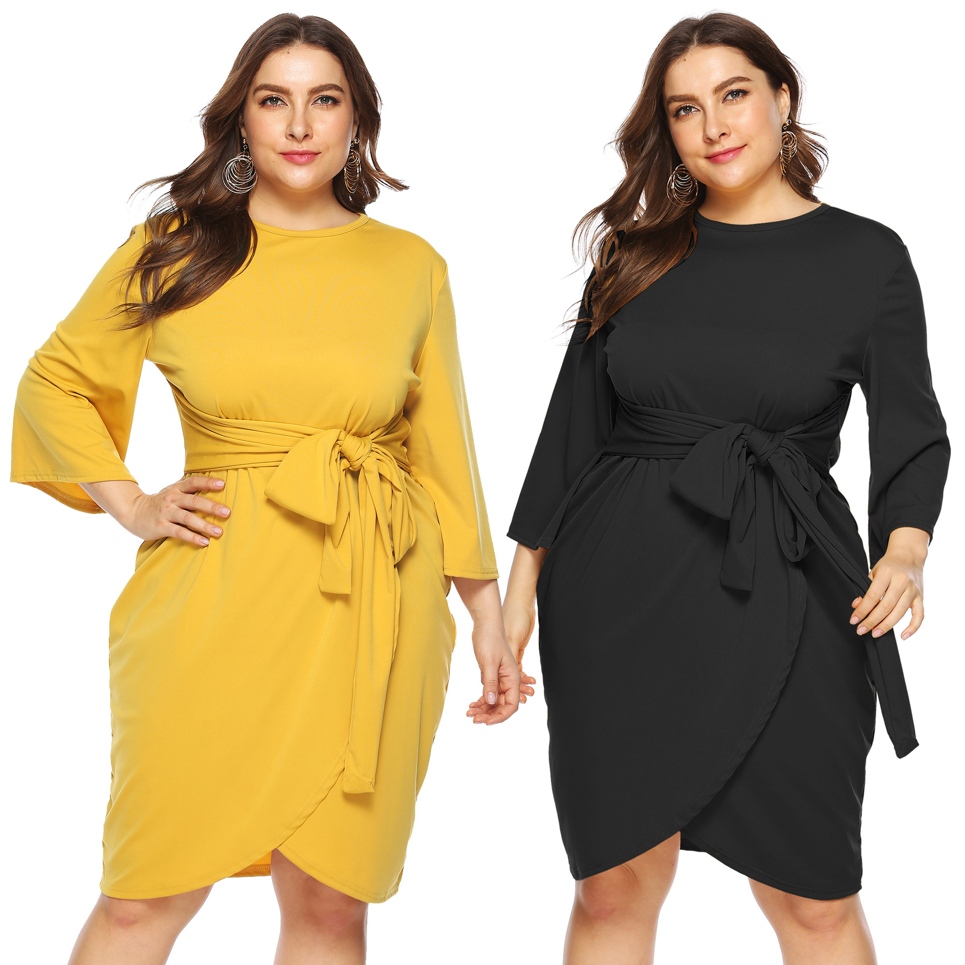 plus size quarter sleeve dresses