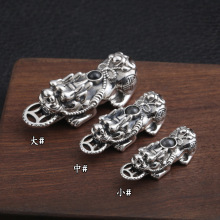 批发925纯银饰品 个性霸气泰银招财貔貅吊坠 潮流镶嵌男女士挂坠
