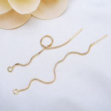 日韩原创设计铜链耳线diy手工制作耳饰品配件 带耳针盒子链耳线
