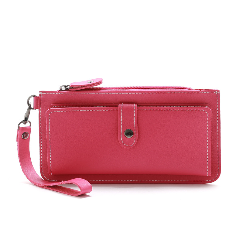 116g Weight Zipper Closure Type Business, Travel Occasion Pu Leather Material Solid Color Pattern Women'S Gender Square Shape Light Grey, Dark Grey, Rose Red, Pink, Red, Green, Blue, Gold, Black Color Fashion Multi-function Zipper Multi-card Buckle Wallet 27