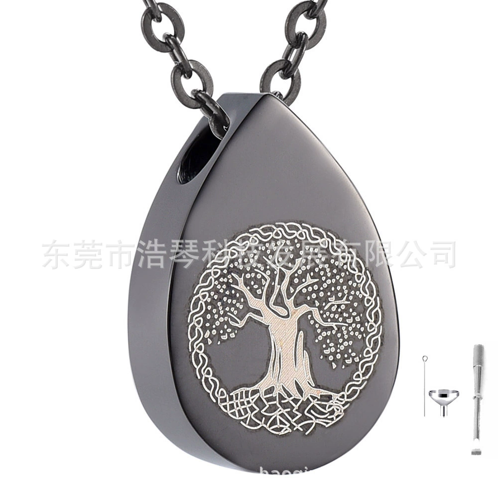 Трансграничные поставки ПЭТ пепел ожерелье в форме капли Дерево жизни пепел коробка кулон кремации ювелирные изделия флакон духов
