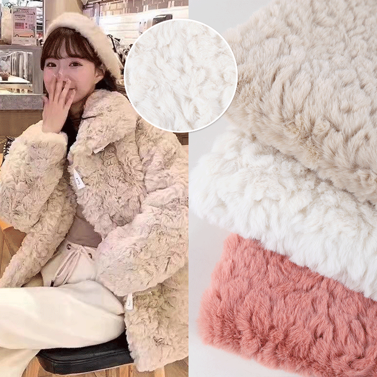 厂家直供立体刷花 pv绒立体面料人造毛绒 时装外套家纺面料