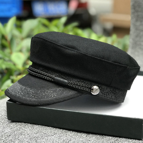 Beanie winter hats versatile fashion tassel octagonal hats wool felt berets flat hats women trendy