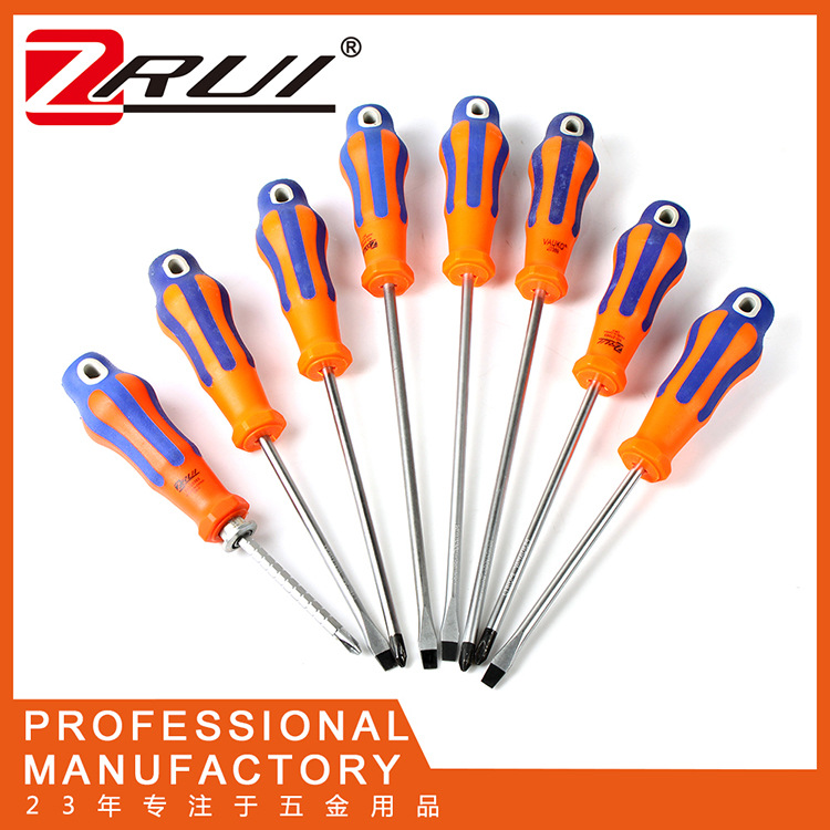 Tres colores de plástico pulpo mango destornillador hogar industrial desmontaje reparación destornillador Cruz palabra