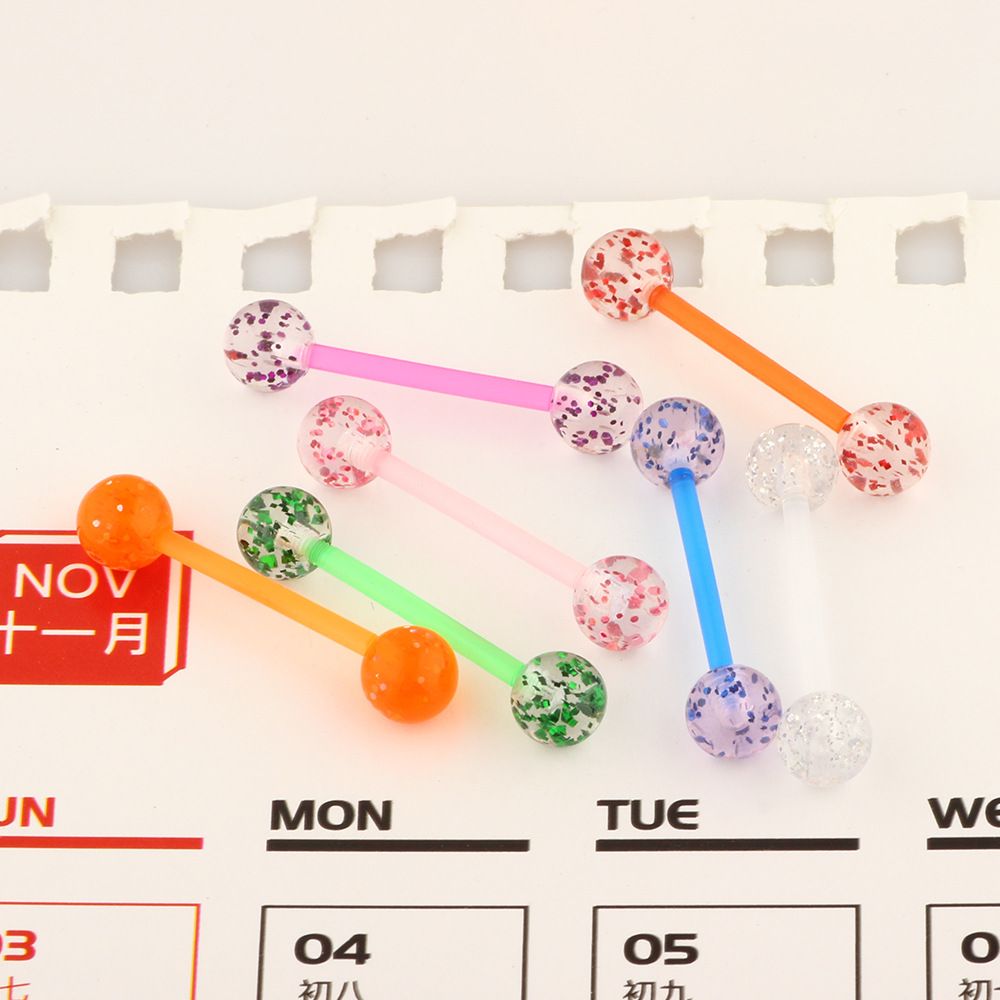 European American Acrylic Sequin Tongue Nail Tongue Ring Soft Rod Cross Border Body Piercing Jewelry detail image 11