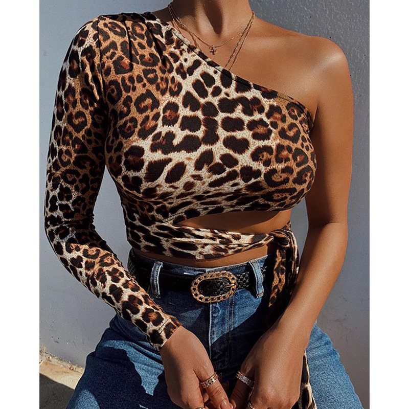 Women's Blouse Long Sleeve T-shirts Printing Sexy Leopard display picture 2