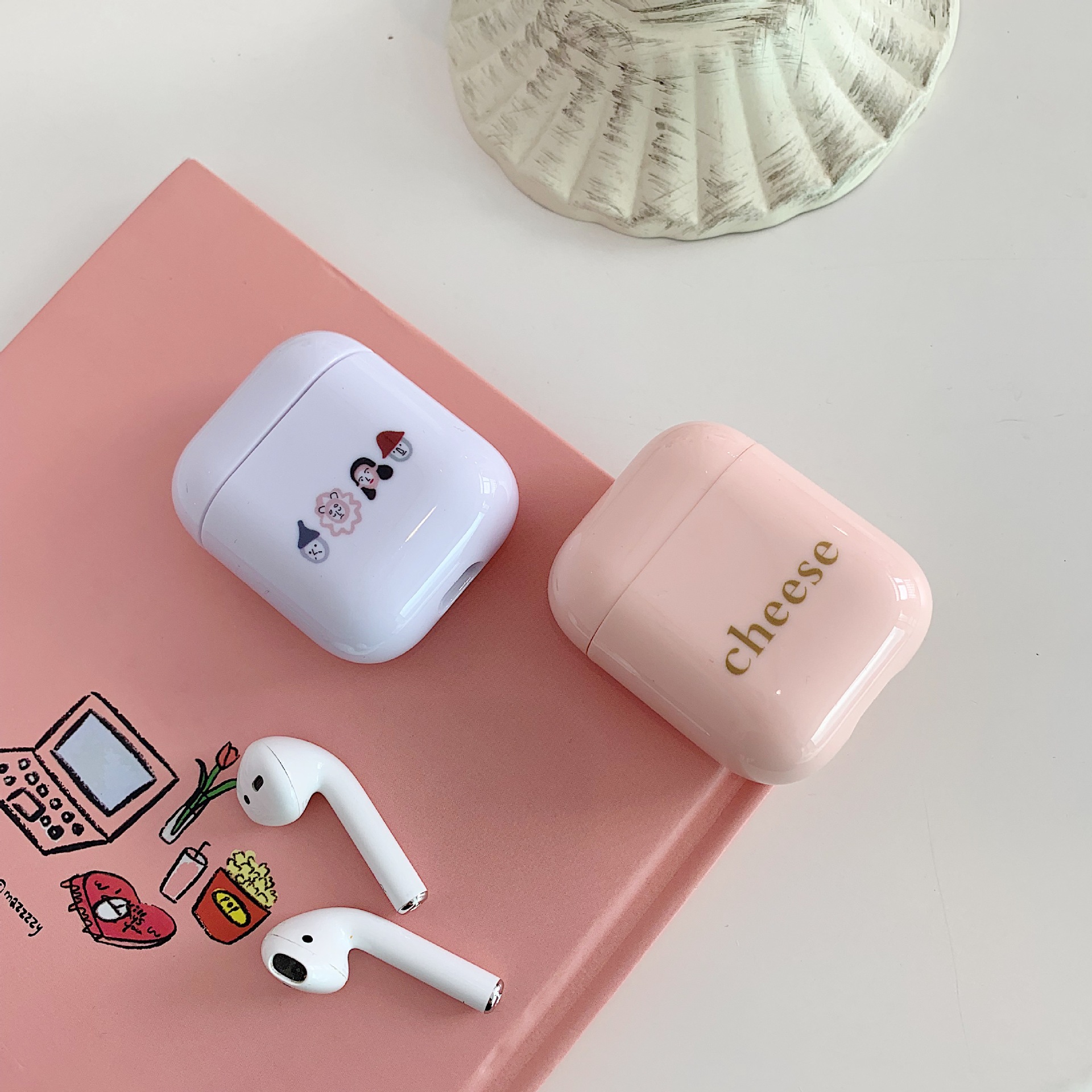 Ins Koreanische Niedliche Rosa Dinosaurier-schutzhülle Airpods Pro Drahtloses Bluetooth-headset Wasser Aufkleber Harte Schale 1/2 Generation display picture 7