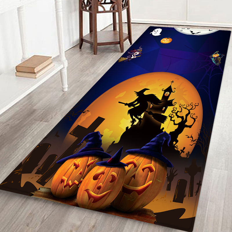 跨境电商批发新款  万圣节系列数码印花法兰绒地垫门垫卫浴防滑垫