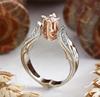 Golden zirconium, ring with stone, wish, pink gold, European style, flowered