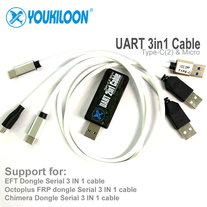 YOUKILOON UART 3in1 Cable Type-C 2 Micro for EFT Chimera FRP