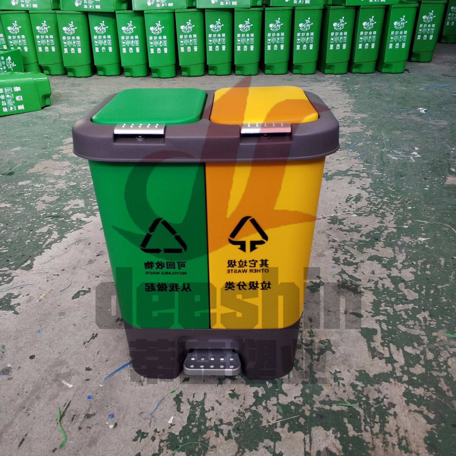飞达三和加厚塑料垃圾桶户外脚踏垃圾桶家用厨余干湿分类垃圾桶-阿里巴巴