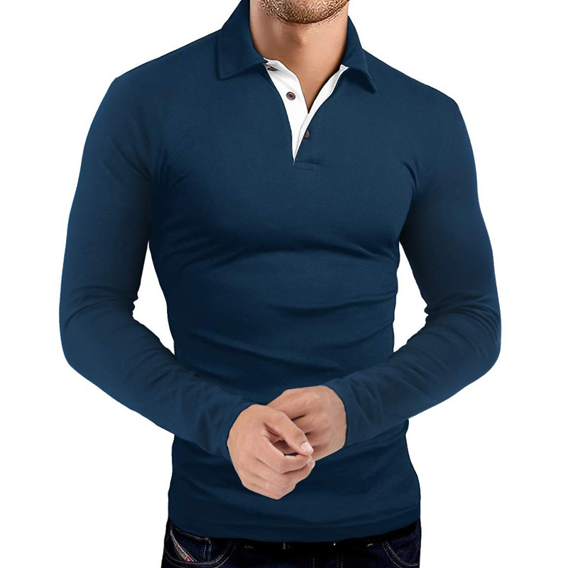 Herrpolo med lång ärm och krage för business och golf_voghion.com
