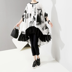 New Large Size Printed Blouse Loose Short Sleeve T-shirt Summer 