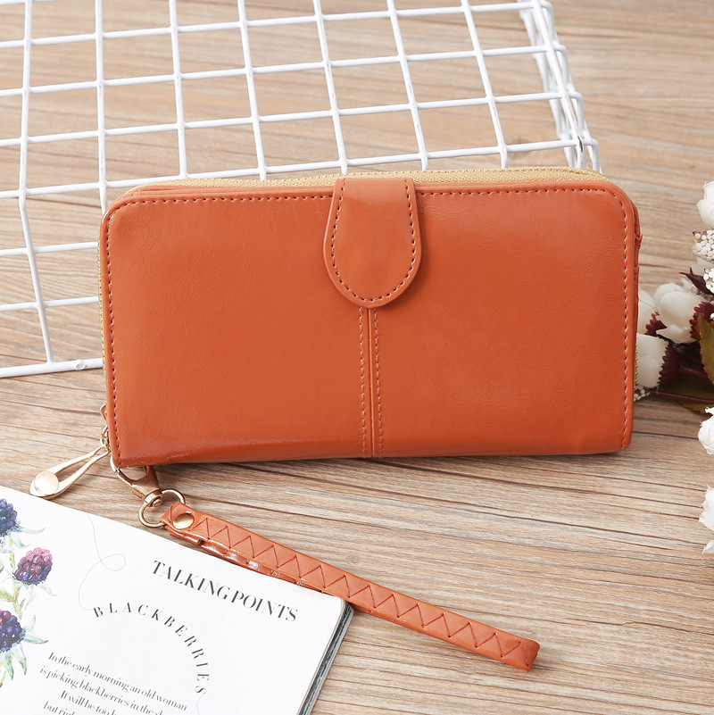 Leather Large-capacity Clutch Bag Elongated Concealed Buckle Wallet Card Holder display picture 26