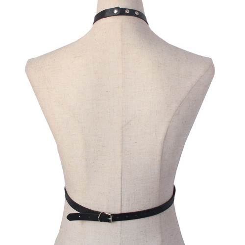 European and American punk style performance collar, corset, one-piece restraint belt, leather pole dance strap, belt, metal decorative belt