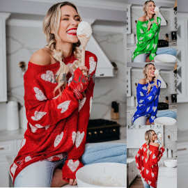 2020春季新品欧美外贸女装亚马逊速卖通爱心大码针织衫毛衣女批发