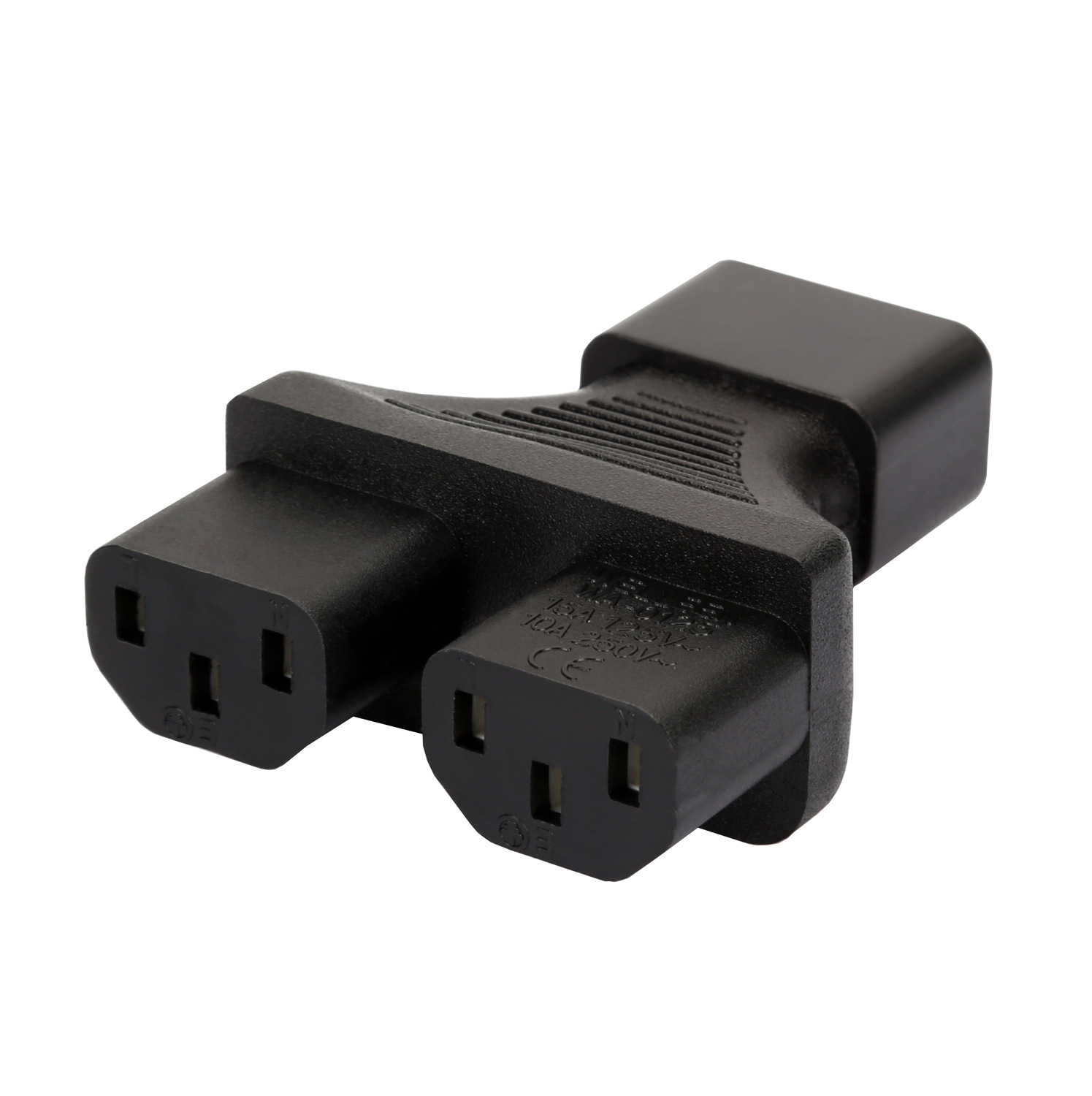 电脑品字插头一公转二母IEC320-C14转C13公头转母头WA-0125单转双