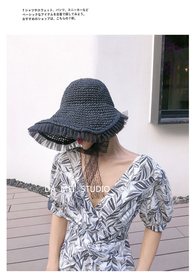 Fashion Lace Sunscreen Sunshade Empty Top Straw Hat display picture 1