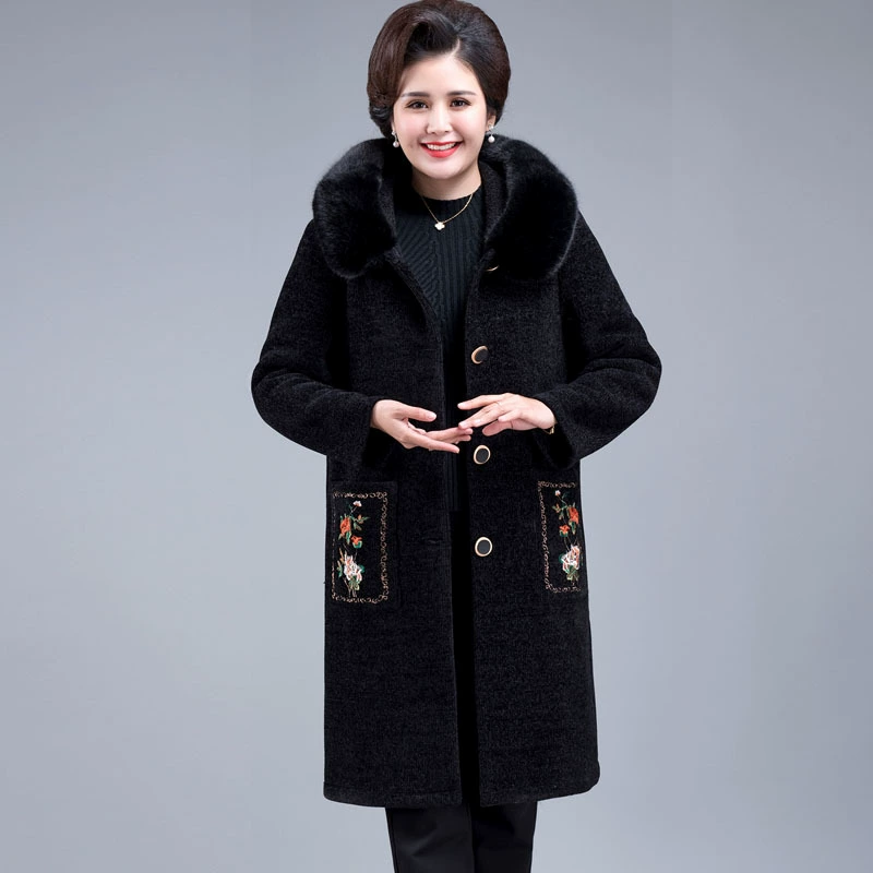 Новинка 2010 года, зимняя одежда, одежда для матери, бархатное пальто-Хорек, пальто средней длины для женщин среднего и пожилого возраста, одежда для женщин 50-80 лет