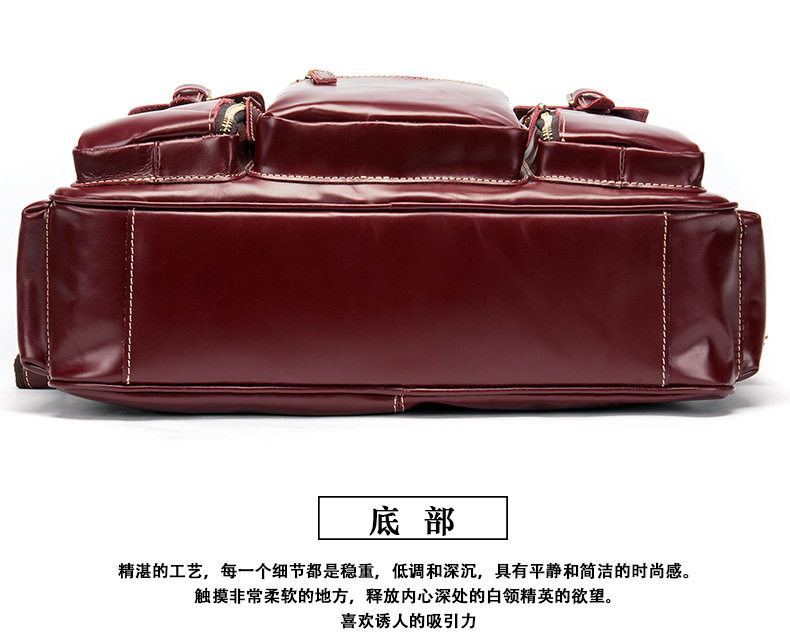 Túi du lịch nam da bò thật cổ điển Âu Mỹ dung tích lớn 42×13×30 cm — Cà phê, Màu nâu, Đỏ rượu chi tiết 41
