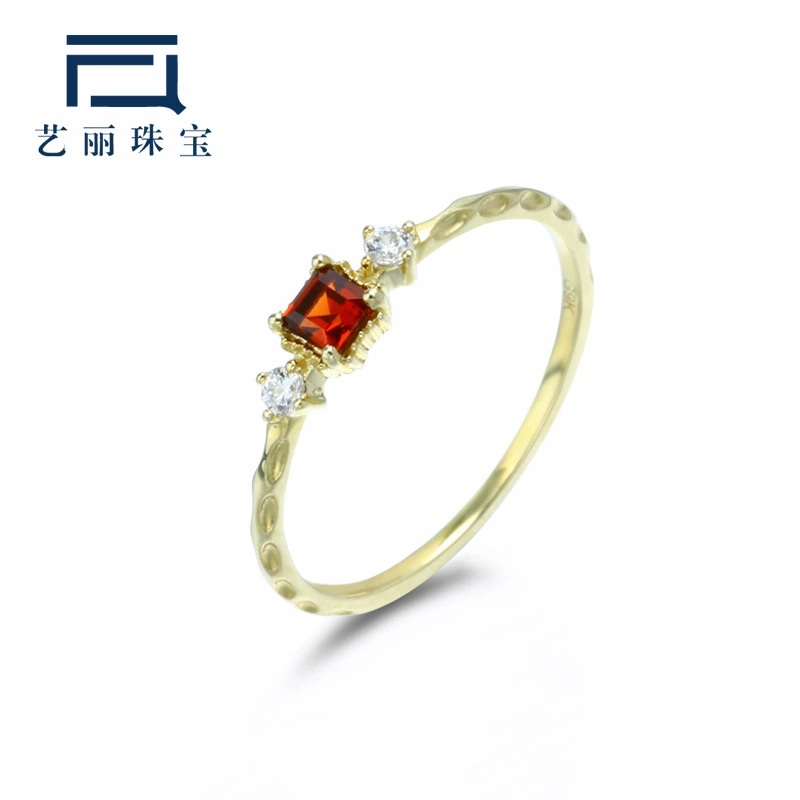 Простой индивидуальный нишевый дизайн квадратное кольцо Mossang с красным гранатом и Цирконом 9K золото серьги из сказки Андерсена костюм