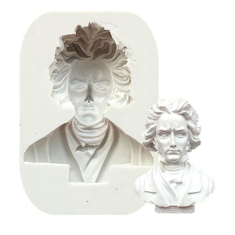 Three dimensional statue, silicone mold, acrylic fondant