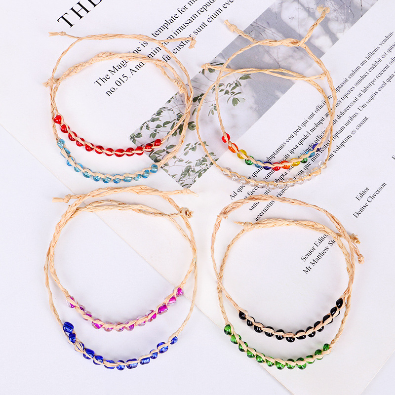 Ethnic Style Solid Color Straw Crystal Womenu0027S Bracelets 1 Piece