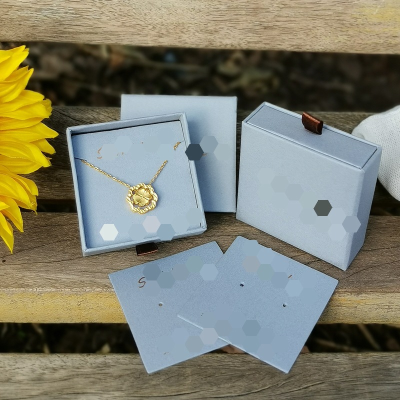 厂家订做小饰品抽屉盒 项链耳钉戒指盒 灰蓝首饰包装盒 现货加印