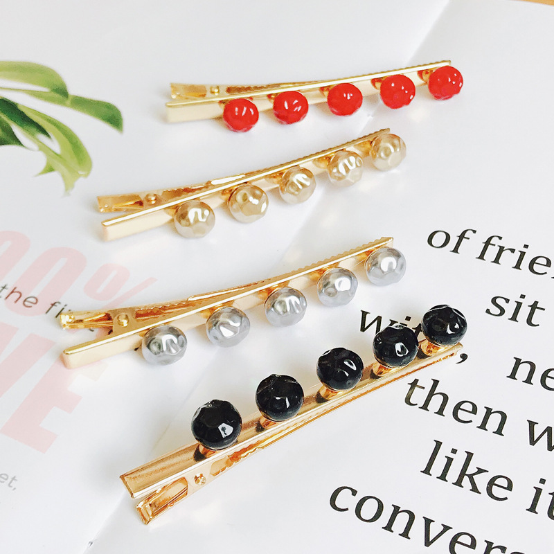 Korea New Simple Fashion Pea Imitation Pearl Hair Clip Side Clip Duckbill Clip Bangs Clip Wholesale Nihaojewelry display picture 6