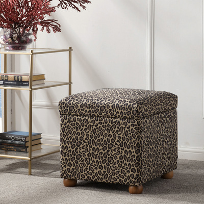 American style originality Storage Stool Solid wood frame hotel Home Furnishing a living room bedroom Fabric art Storage Storage Stool