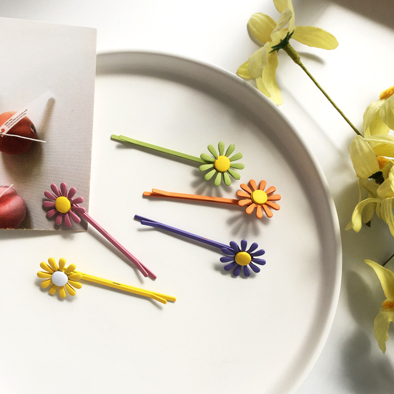 時尚簡約泫雅發夾少女感學生邊夾壹字劉海夾小雛菊發卡發飾356H8