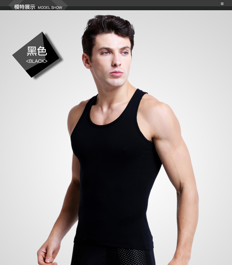 Aliexpress men's vest cotton breathable slim summer youth sports fitness hurdle undershirt vest men